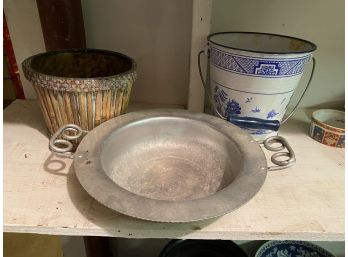 One Metal Dish And Two Pots