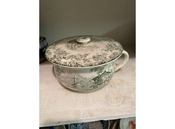 Large Green And White Tea Cup Pot