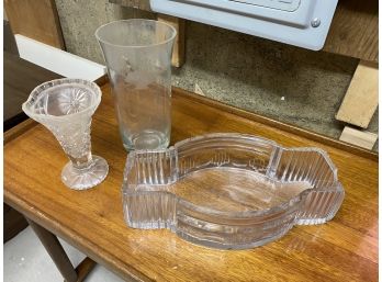 3 Clear Vases/bowls (see Chip)