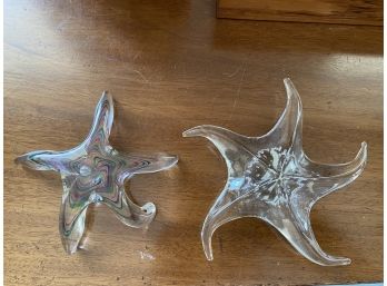 Two Glass Star Paperweights