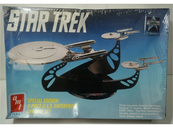 AMT Ertl Star Trek Special Edition 3 Piece USS Enterprise Chrome Set #6005