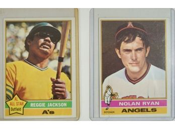 Lot Of 2 - 1976 Topps Nolan Ryan, Reggie Jackson
