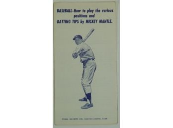 1962 Batting Tips By Mickey Mantle Booklet