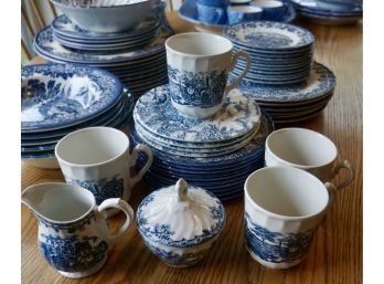 Lot Of 58 Blue & White Royal Wessex, Royal Stamford, Ironstone Dishes