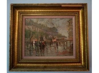 Mid Century Signed Early Oil On Canvas Painting