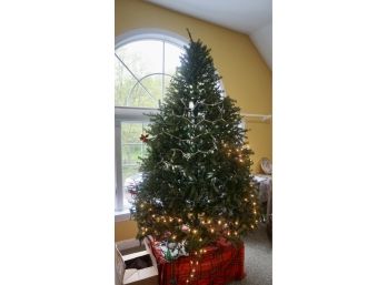 Lighted 7ft Folding Christmas Tree & Misc Ornaments