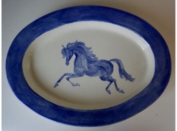 Handpainted Horse Platter 13 1/2