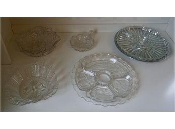 Lot Of 5 Pressed Glass