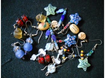 Nine Matched Pair Of Glass Beaded Earrings