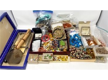 Beads, Broken Jewelry, And Jewelry Making Tools