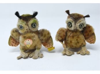 Two Vintage Steiff Owls