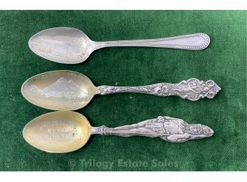 Three Sterling Pacific Northwest Souvenir Spoons