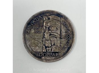 1958 Canadian British Columbia Centennial Silver Dollar