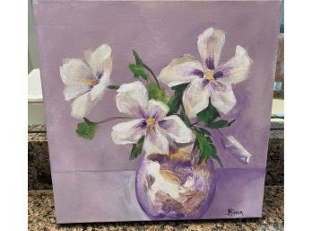 Purple Flower Painting On Canvas By Minor - Br3k