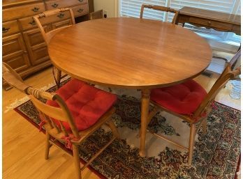 Solid Wood Table W/ Four Chairs & Two Leafs