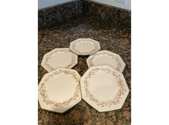 Five Octagon Dessert Plates By Johnson Bros.