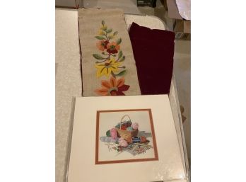 Hand Stitched Tapestry (Almost Complete) And Matted Print Signed By M Murphy 105/500