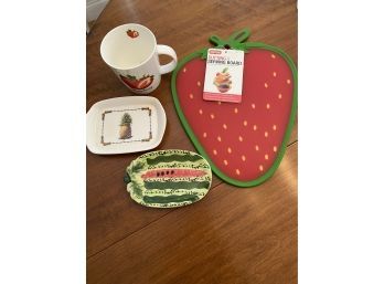 Strawberry Cutting Board And Miscellaneous Items