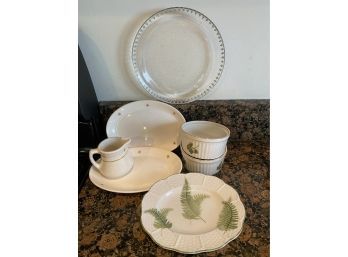 Decorative Glass Plates, Etc. With Stars, Ferns, Parsley And Trees