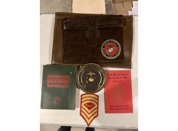 Leather Marine Pouch, Guideline For Marines, USMC 199th Ball, Medal