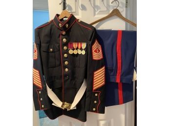 US Marine Corps Dress Uniform With Metals, Hat, Shoes & Gloves
