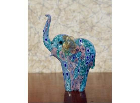 Pink & Blue Murano Elephant