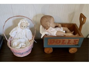 2 Dolls Basket/wagon