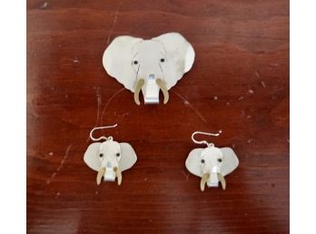 Elephant Pin & Earrings