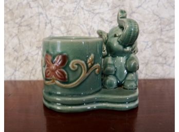 Green Pottery Elephant Planter