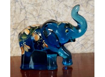 Fenton Blue Elephant For Lenox Signed/Hand Painted