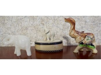 3pc Sandstone/onyx Elephants