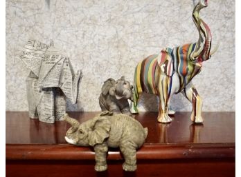 Lot Of 4 Multi Colored Elephants