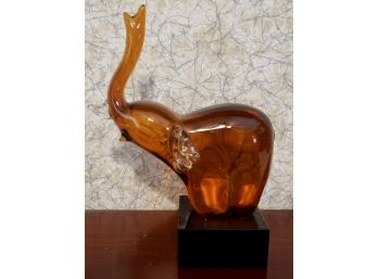 Art Glass Amber Elephant