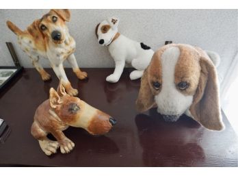4 Dogs 2 Stuffed - Resin- Plaster