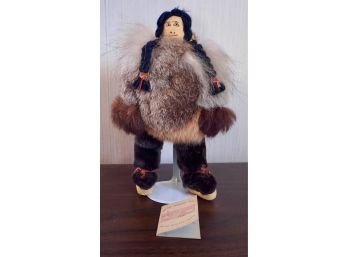 Artic Trading Post Doll 10'(real Wolf, Rabbit Fur)