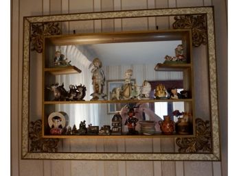 Shadowbox With 17 Various Statues/Figurines