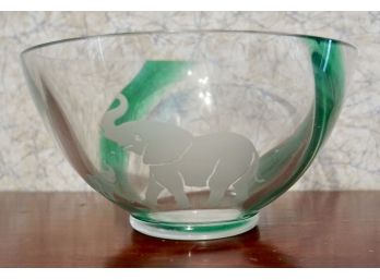 Etched Elephant Bowl