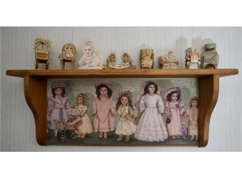 9 Pc Doll Lot/wall Shelf
