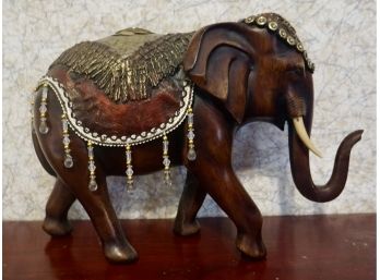 Jeweled Wood Carved Elephant