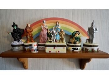 9 Pc Wizard Of Oz Trinket Boxes,shelf, ( Item Inside Each Box)