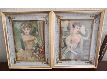 Pair Of Framed Victorian Ladies Art 8 X 10