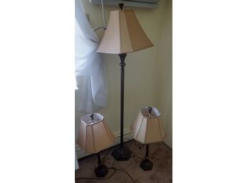 Lot Of 3 Lamps, 2 Bedside, 1 Floor