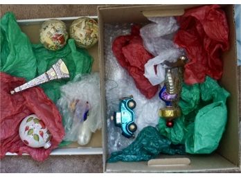 #44 Box Full Of Large/vintage Christmas Ornaments