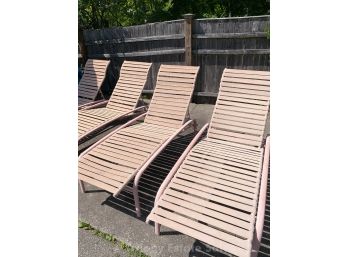 Four Brown And Jordan Pink Lounge Chairs With Side Table