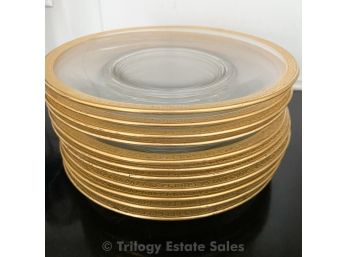 12 Gold Rimmed Glass Plates
