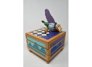 Signed Wooden Stacking Jewelery Box And Flying Frog