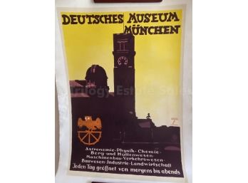 Vintage Deutsches Museum Munich Linen-Backed Poster