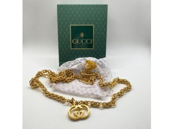 NIB Gucci Logo Gold-tone Woman's Chain Belt