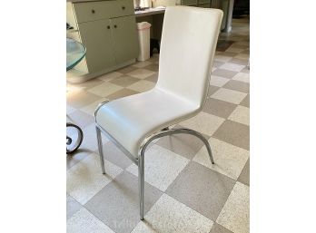 Set Of 4 White Leather-Like Full Back Kitchen Chairs