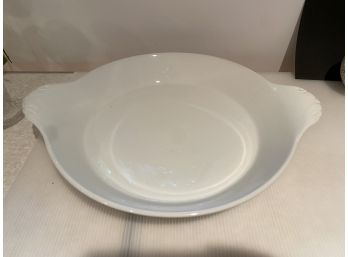 White Stone Platter With Decorative Handles